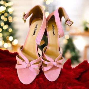 Whitement Women's Ankle Strap Heeled Sandals Open Toe Not Too High Chunky Heels